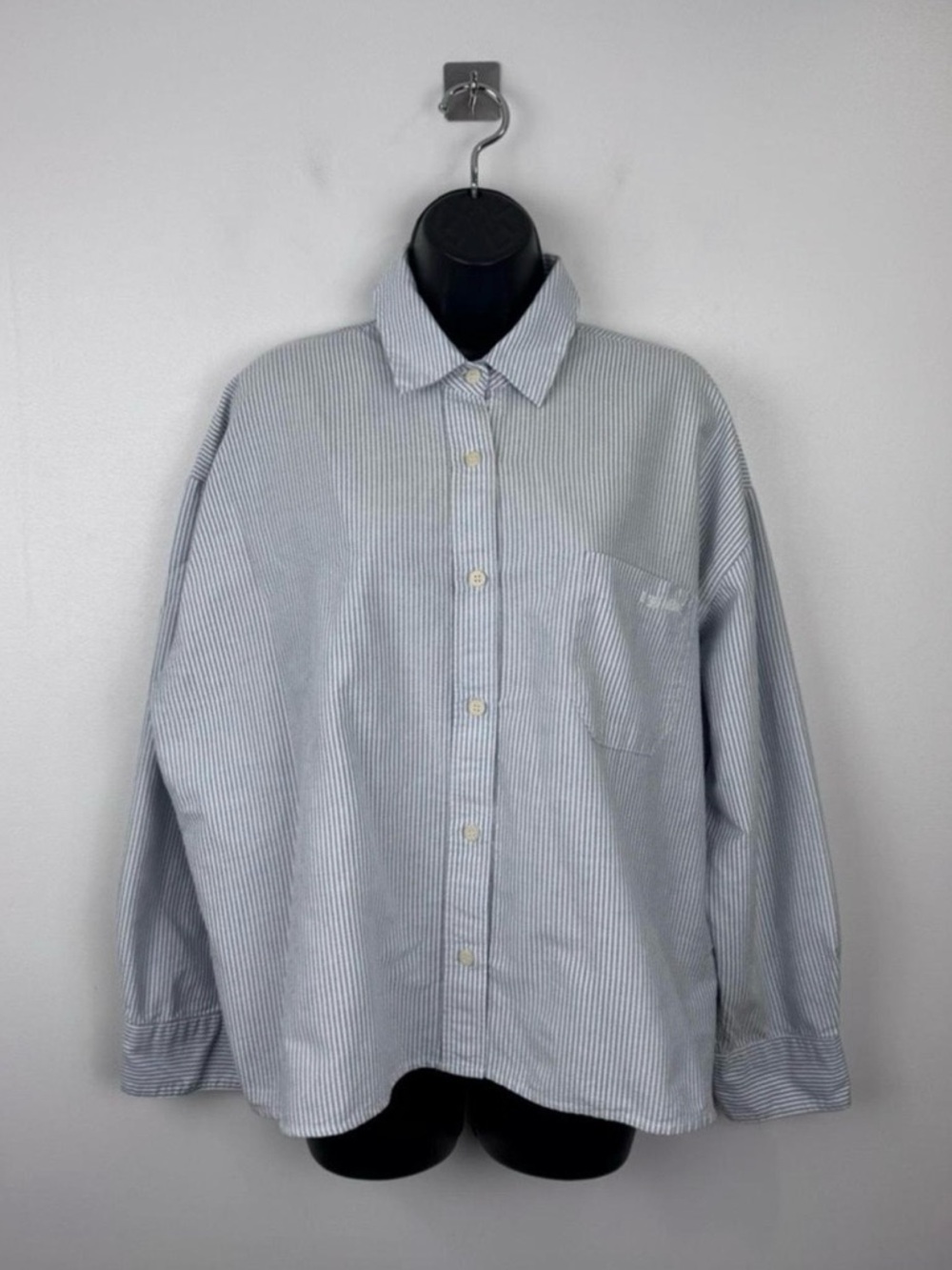 Djerf Avenue Light Blue Pinstripe Casual Button-Down Shirt